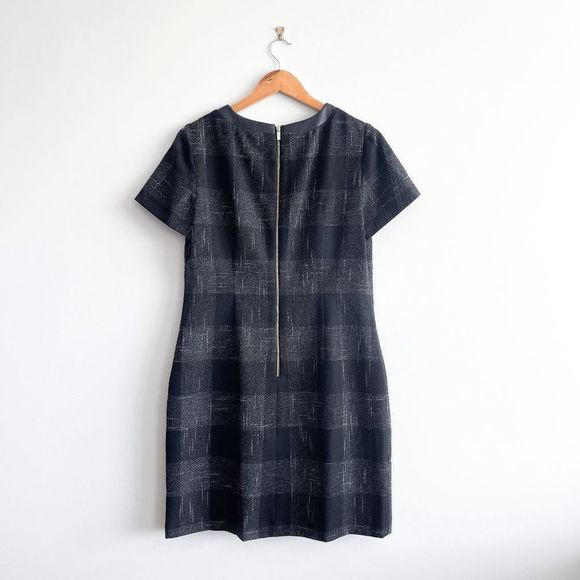 Elegant Navy Plaid Dress - Picture 2 of 9